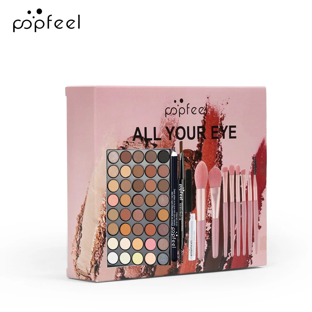 Eye shadow Palette Eyebrow Pencil Eyeliner Pen Mascara Brushes
