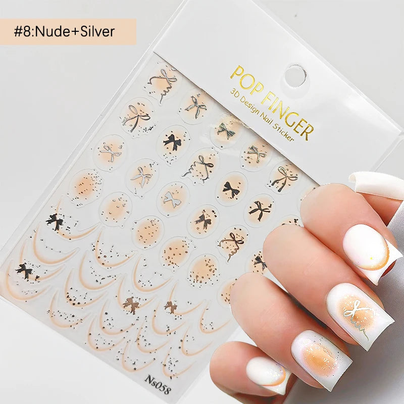 3 D White Bow knot Flower Nail Art Sticker