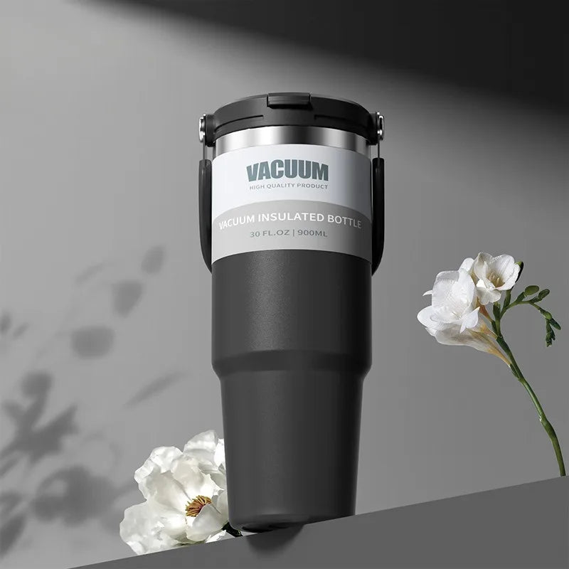 Car Thermal Mug Extra Large Capacity 900/1200ml Stainless Steel VacuumThermal Mug Handheld Portable Outdoor&Sport Water Cup