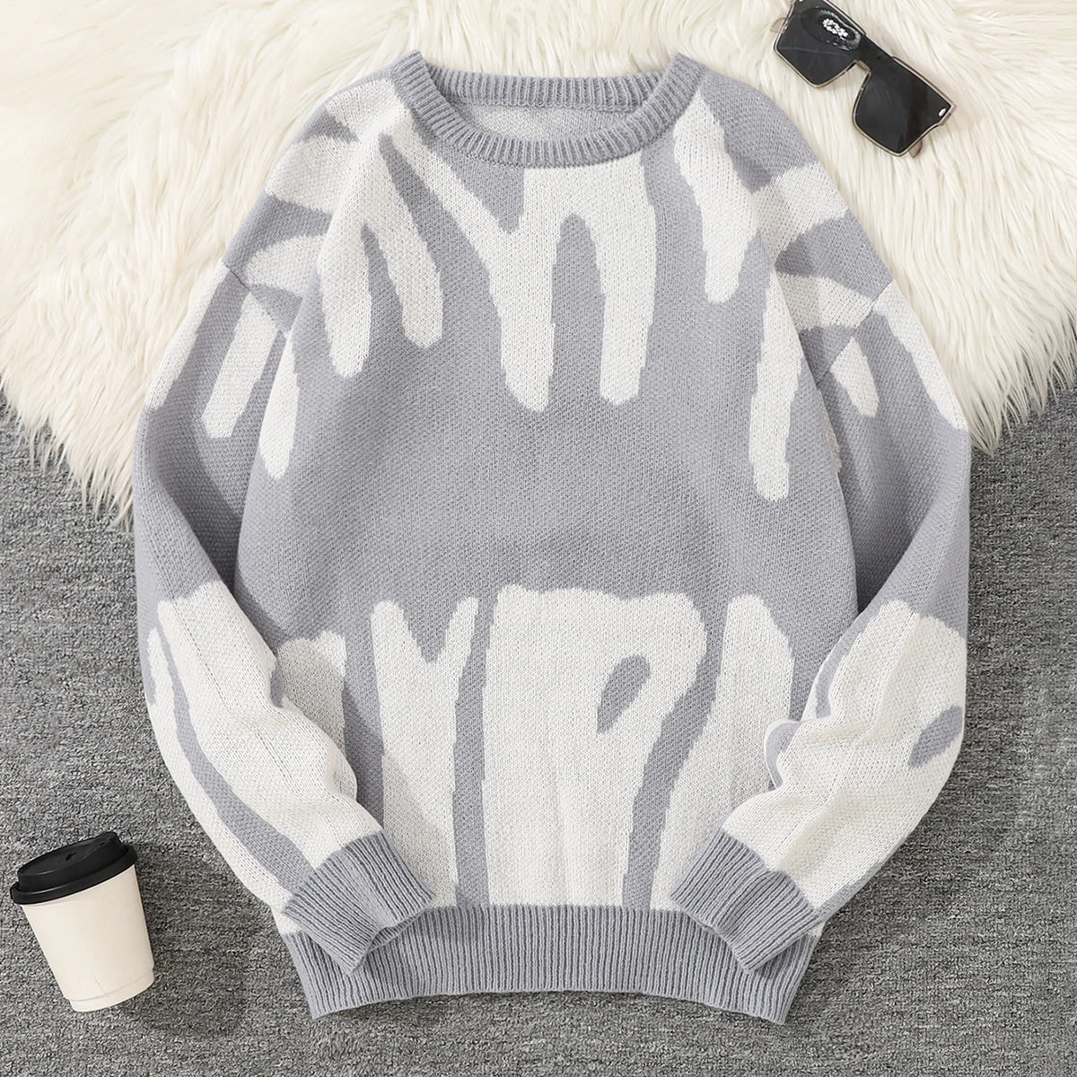Popular Irregular Jacquard Pattern Sweater