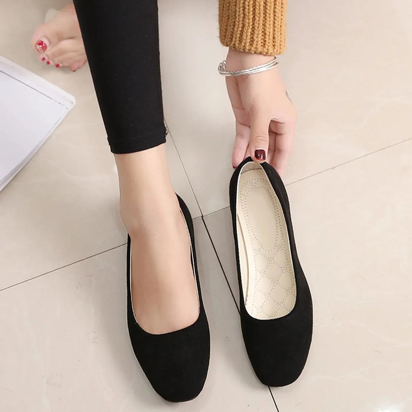 Women Suede Loafers Flat Heel