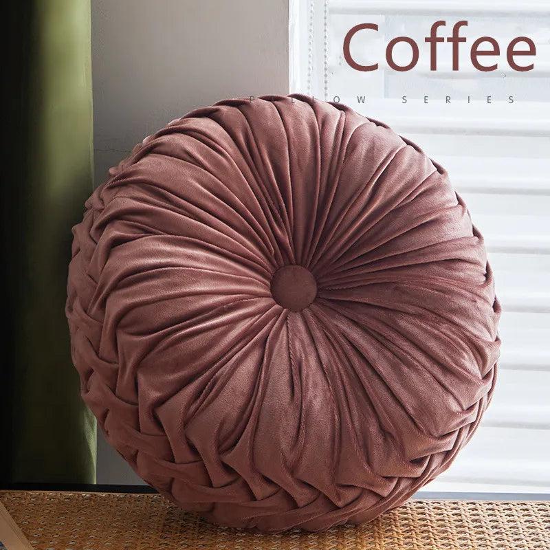 Round Pleated Throw Pillow