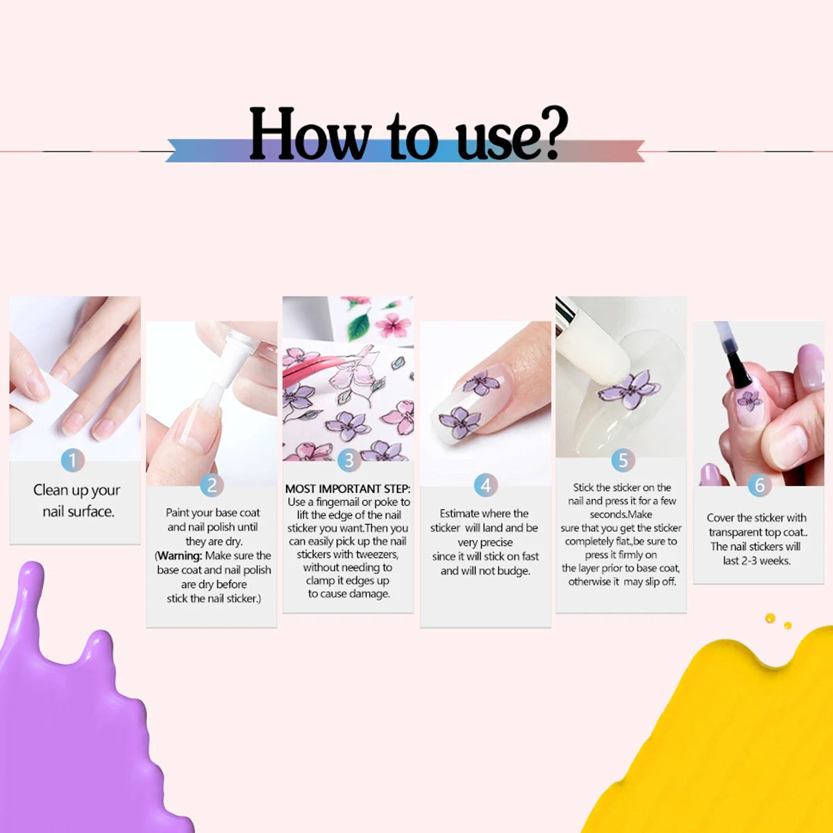 Daisy Bee Nail Stickers 5 D Embossed Flower