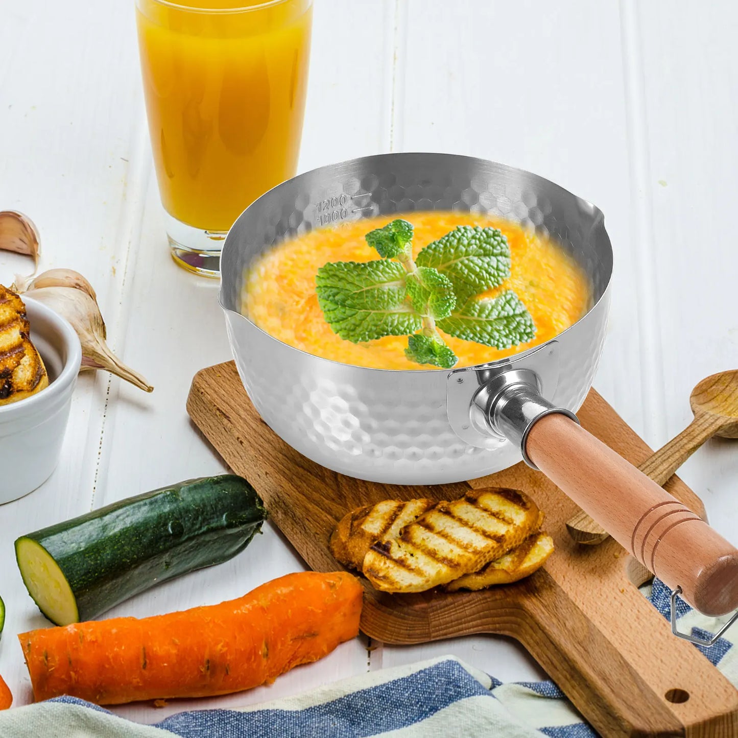 Snow Pan Wooden H Stainless Steel Donabe Pot Soup Sauce Pour Spout Asian Cooking Japanese Metal Cookware Heat Resistant Even