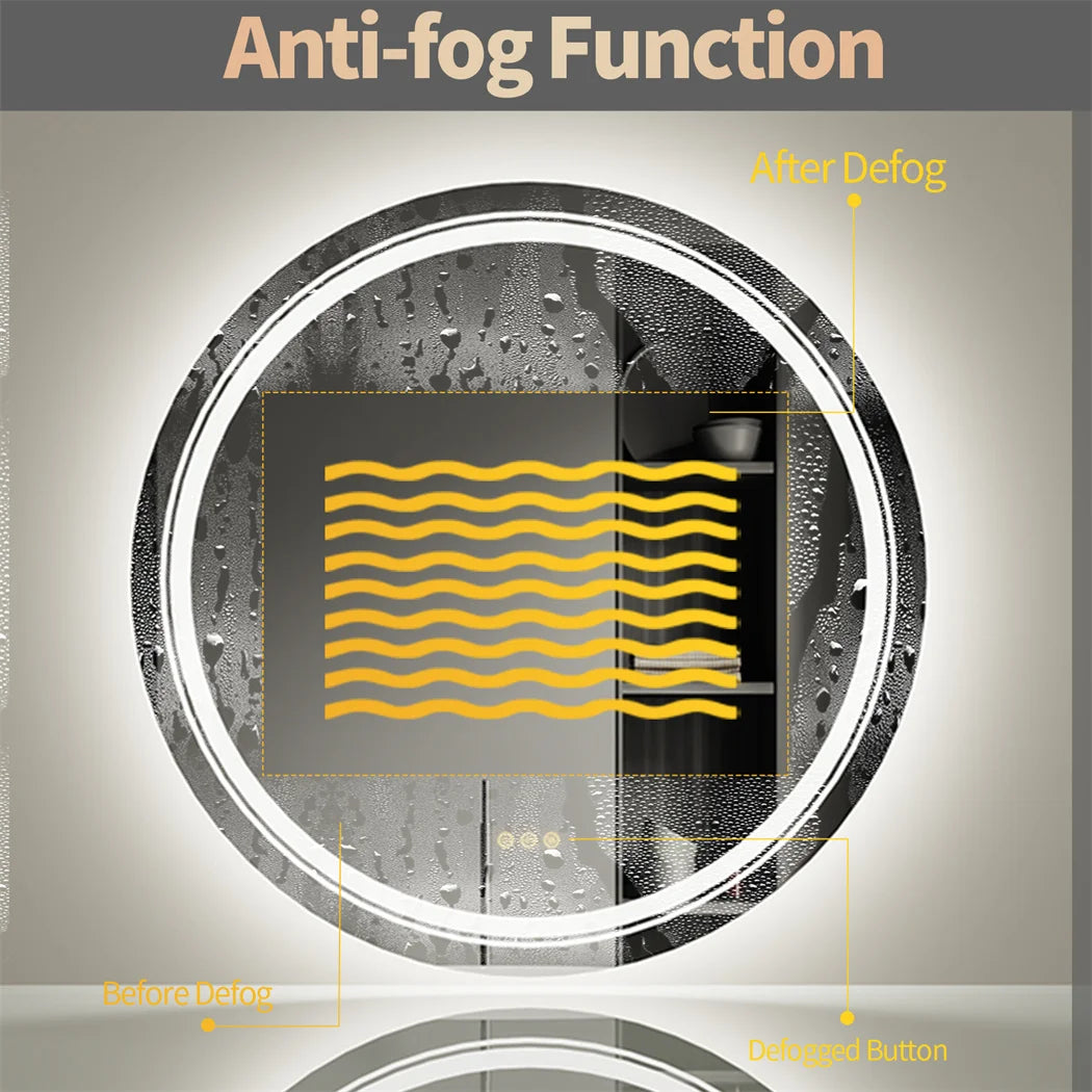 Round Smart Waterproof Mirror with Touch Screen