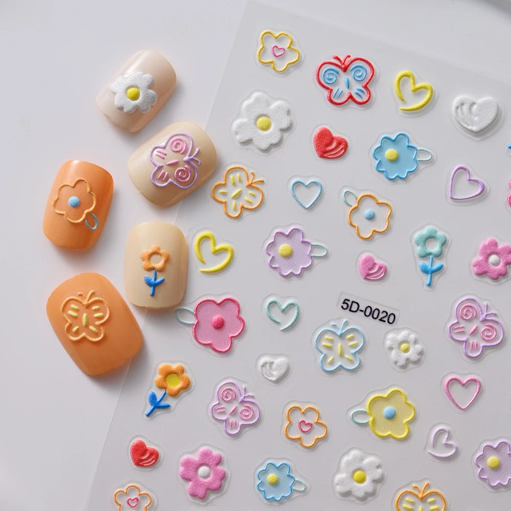 5 D Macron Flower/Fruit Nail Charms Sticker