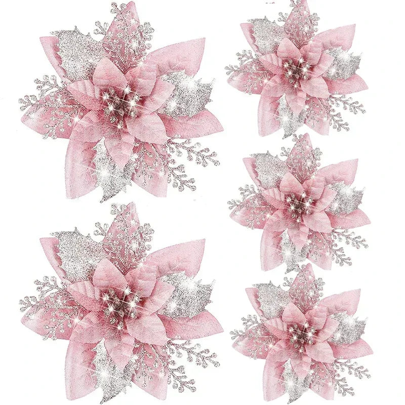 Glitter Artificial Christmas Flowers
