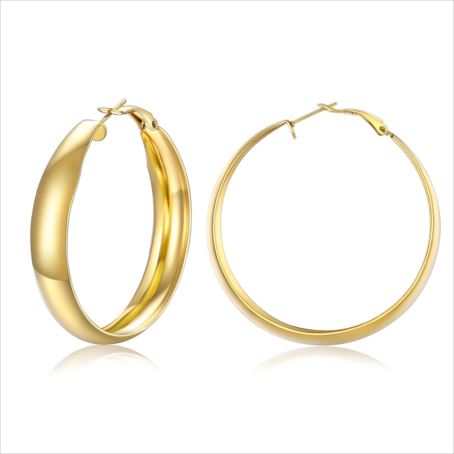 Curve Band Round Hoop Earrings