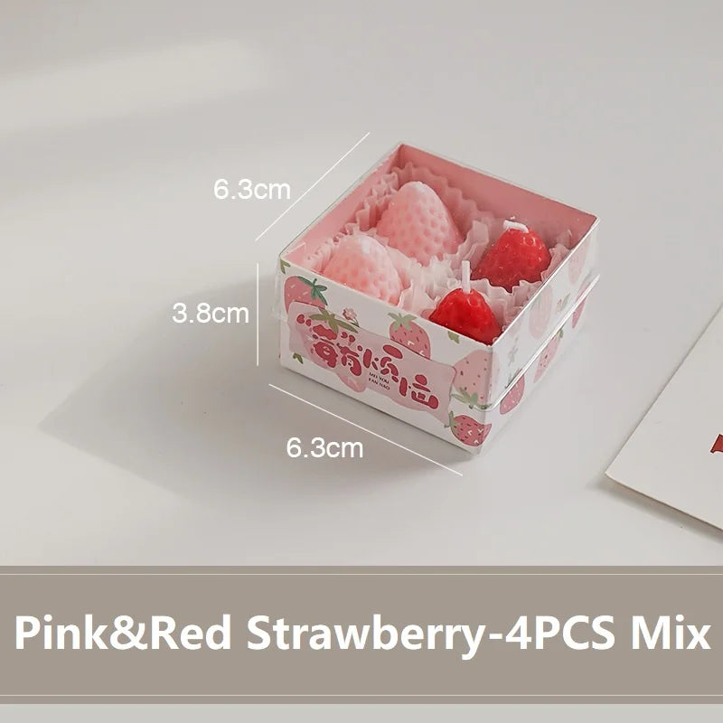4/6/9PCS Strawberry Shaped Scented Candles Gift Box Handmade Realistic Fruit Scented Aromatherapy Mini Candles Home Decor Gifts