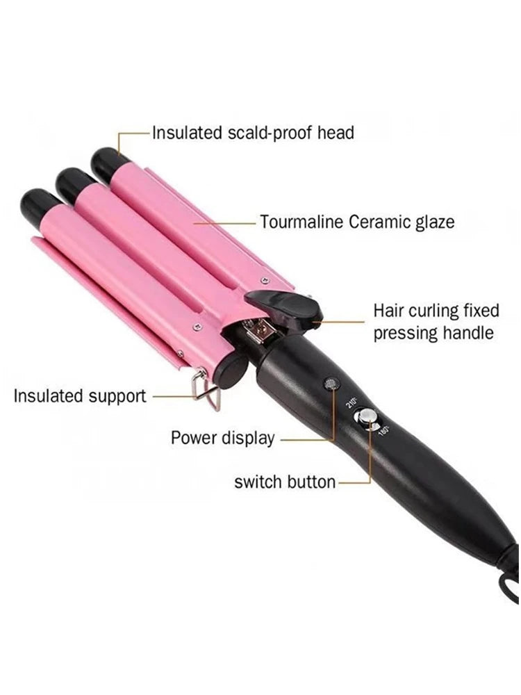 IRUIBEAUTY Professional Hair Curling Iron Ceramic Triple Barrel Hair Curler Irons Hair Styler Hair Waver Styling Tools