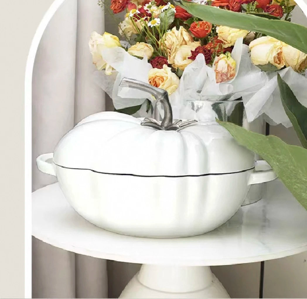 Tomato Red Enameled Cast Iron Pot Commercial-Grade Flat Bottom Soup Pot for Braising Stir-Fry Kitchen & Restaurant Cookware