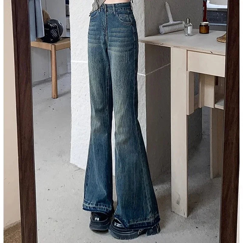 Denim Flare Fit Bell Bottom Lady Fashion Pant Trouser