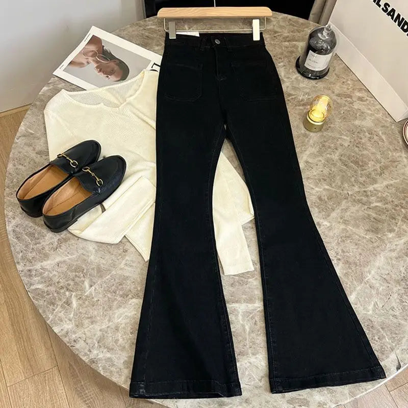 New Slim Denim Flare Classic Women Straight Trousers