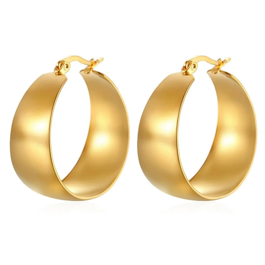 Glossy Curved Round Earrings