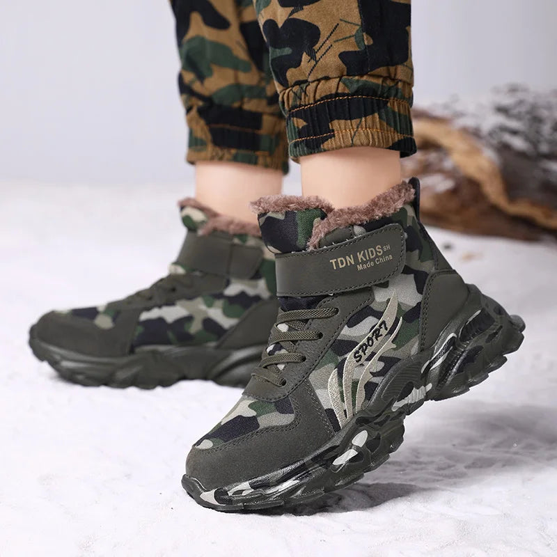 Winter Camouflage Faux Fur Boots For Kids