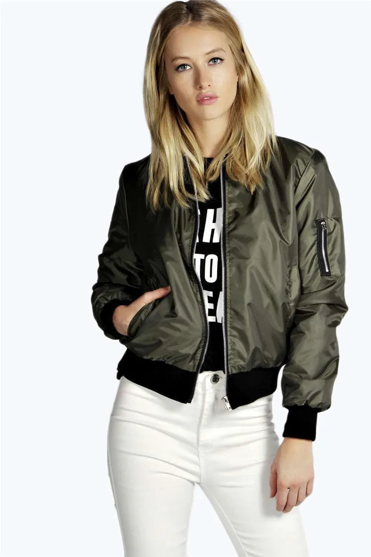 Women Vintage Bomber Jacket