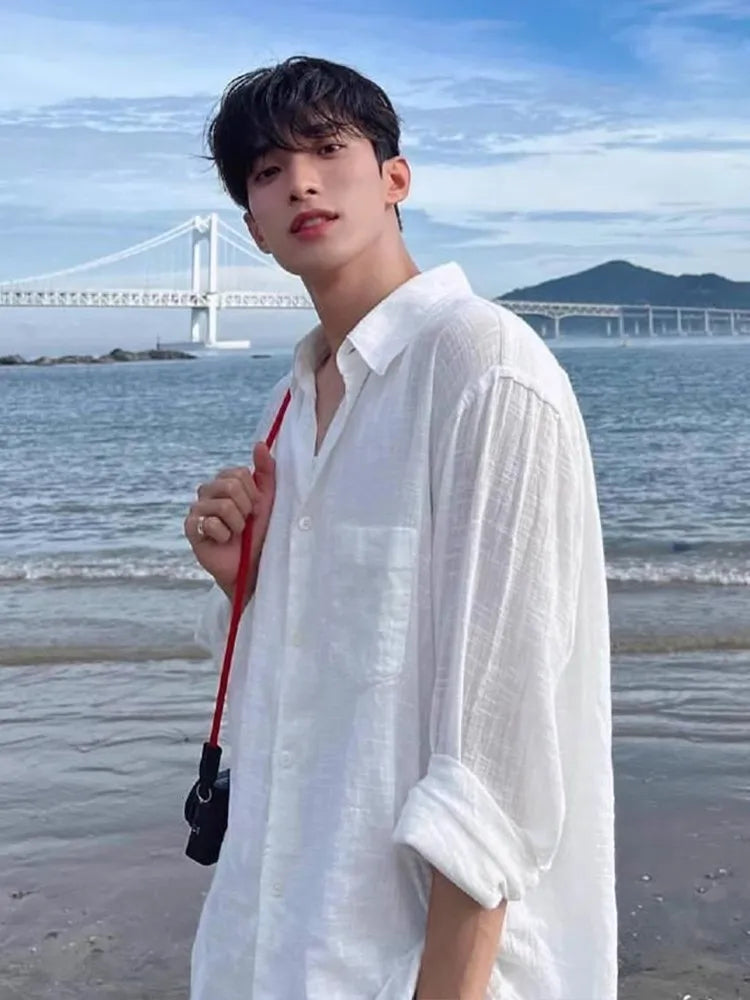 White Linen T shirt For Men