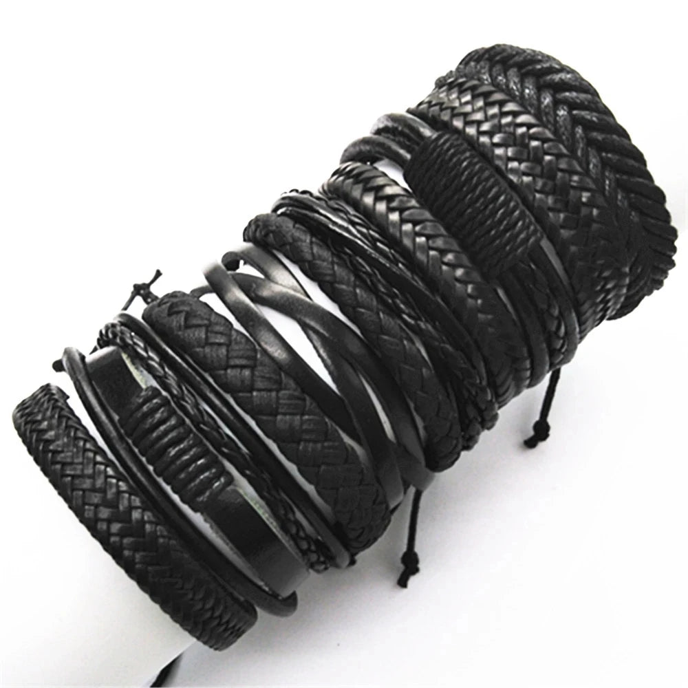 10 Pcs/set Black Wrap Fashion Handmade Bracelets