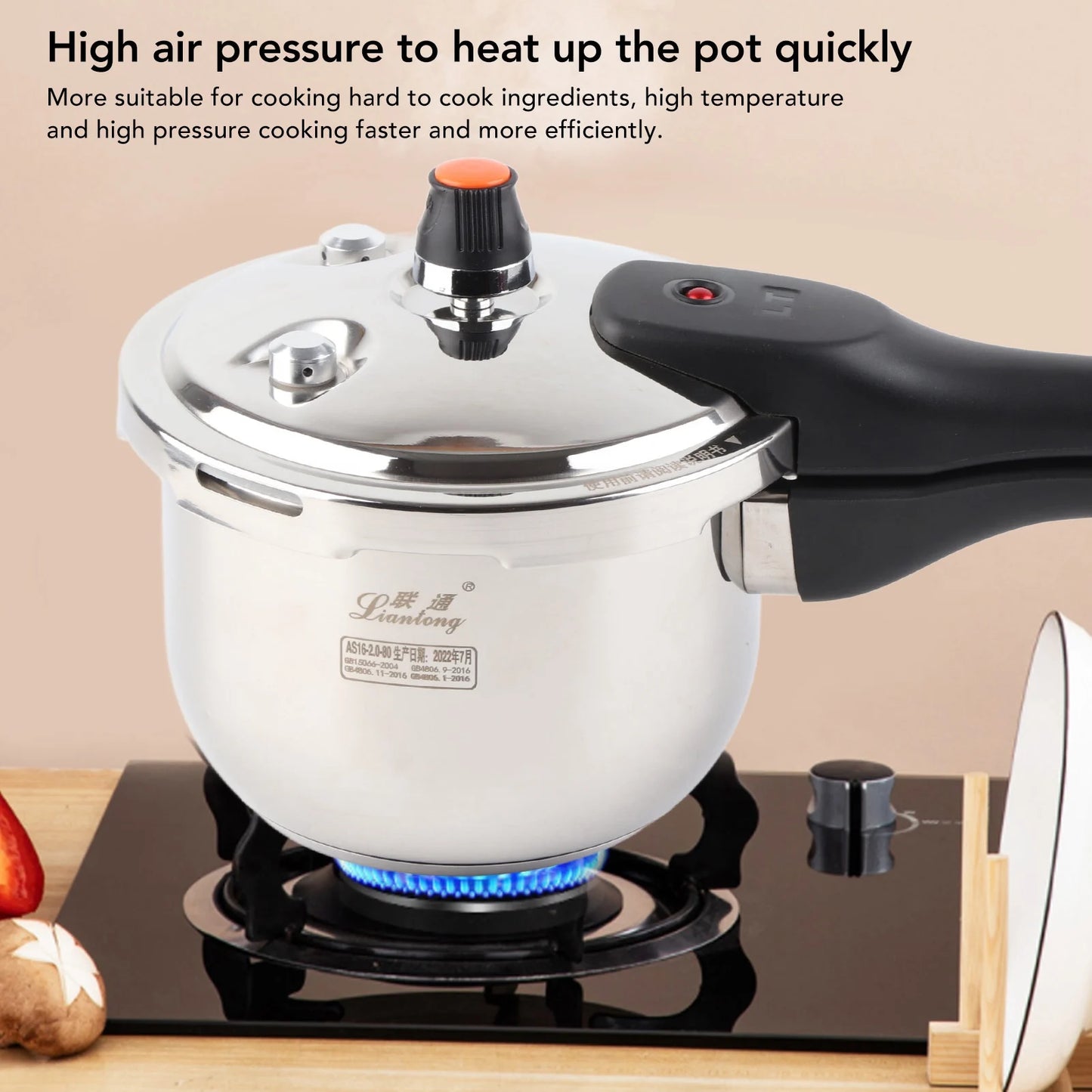 Pressure Cooker Stainless Steel Explosion Proof Multifunctional with Safety Valve 80KPA Security Handle Pressure Cooking Pot