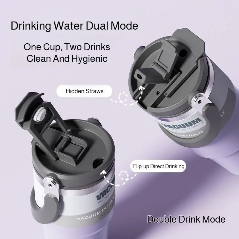 Car Thermal Mug Extra Large Capacity 900/1200ml Stainless Steel VacuumThermal Mug Handheld Portable Outdoor&Sport Water Cup