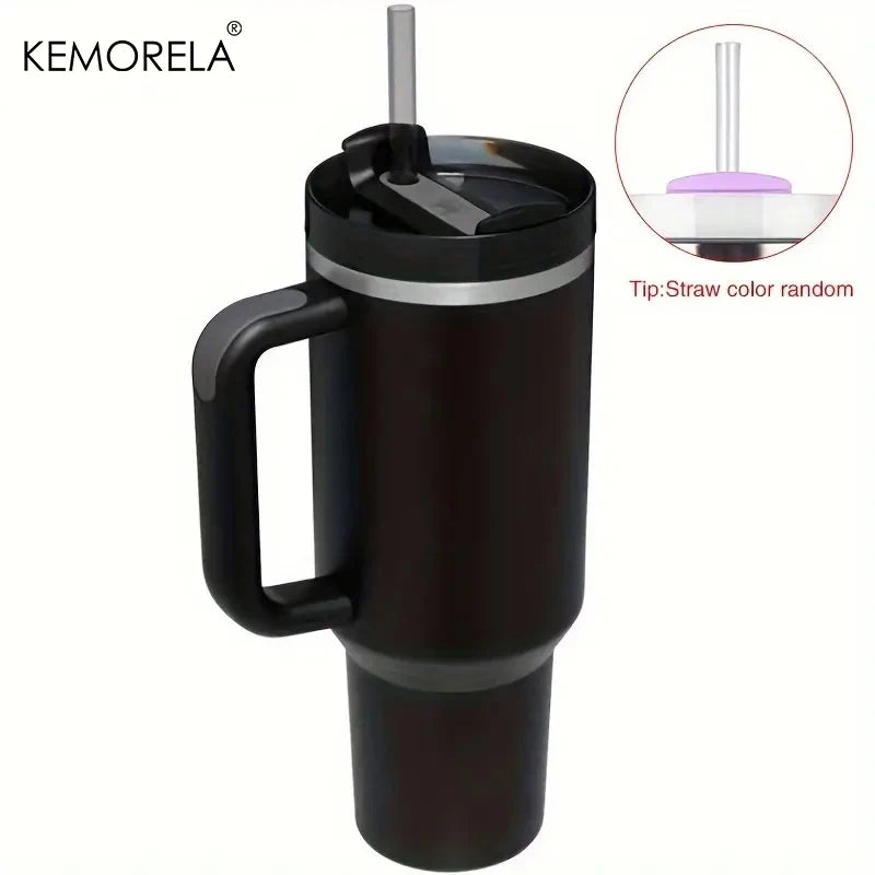 KEMORELA Tumbler With Handle Lid Straw Stainless Steel Water Bottle 887/1182ML Vacuum Thermos Cup Travel Car Coffee Mug