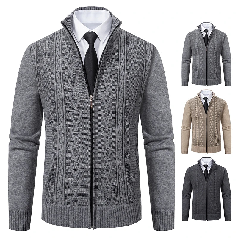 Cashmere padded warm casual men's knitted sweater coat