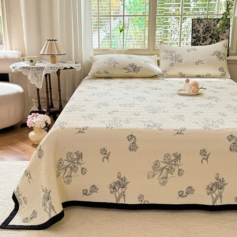 1pc Quilted Bedspread for Beds Thick Blanket for Bed Single/Queen/King Size Flower Printed Quilted Bed Cover Soft Bedspreads