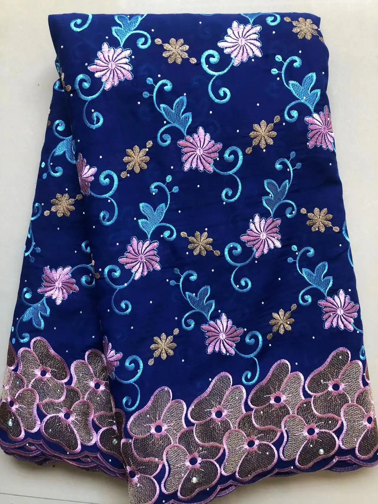 Wholesale Cotton African Lace Fabric 2023 High Quality Swiss Voile Lace Fabric Nigerian Dry Lace Fabrics With Stones Wedding Sew