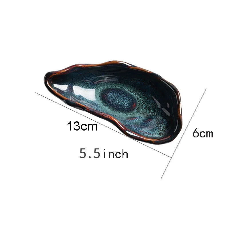 Creative Sashimi Ice Plate Oyster Ceramic Plate Residual Table Decoration Hotel Service Tableware Kitchen Storage Supplies