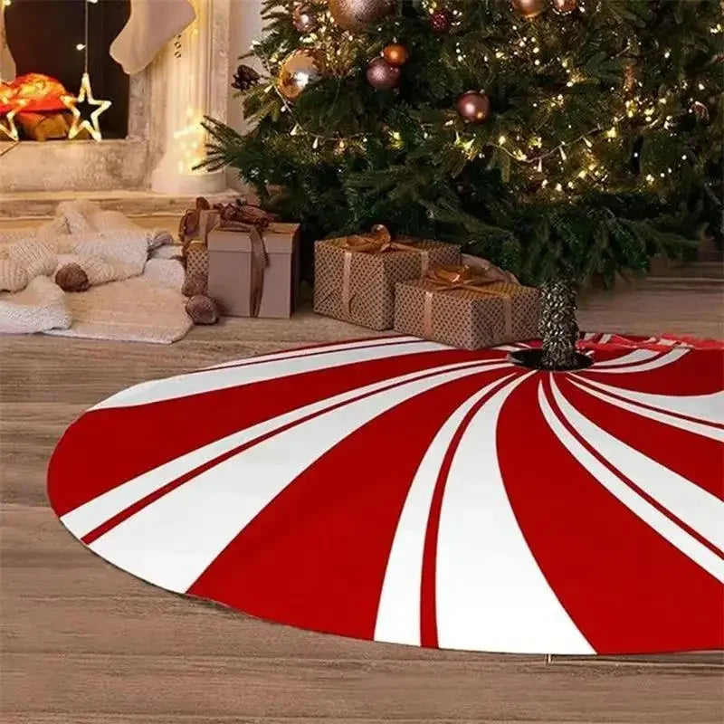 Christmas Tree Skirt Classic Red White Peppermint