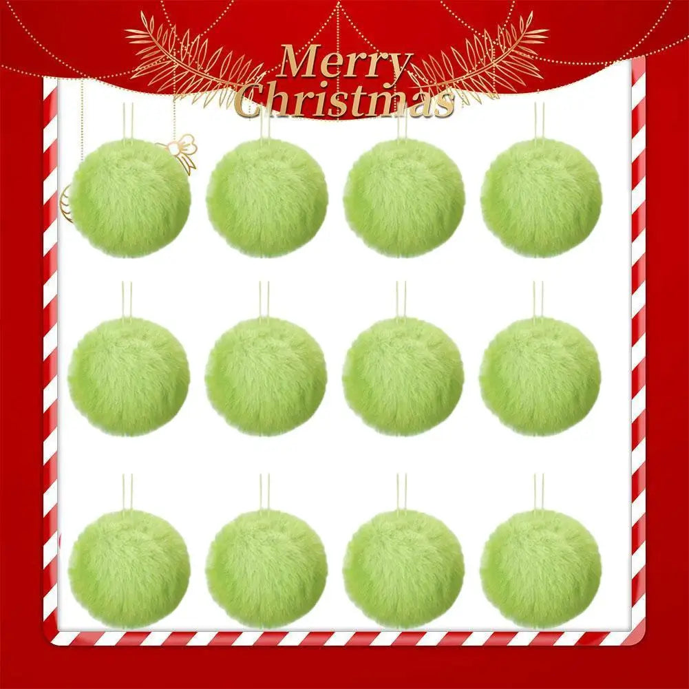 12pcs Plush Christmas Ball Decoration