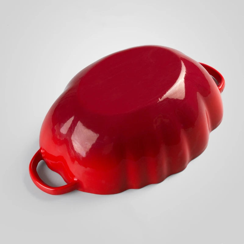 Tomato Red Enameled Cast Iron Pot Commercial-Grade Flat Bottom Soup Pot for Braising Stir-Fry Kitchen & Restaurant Cookware