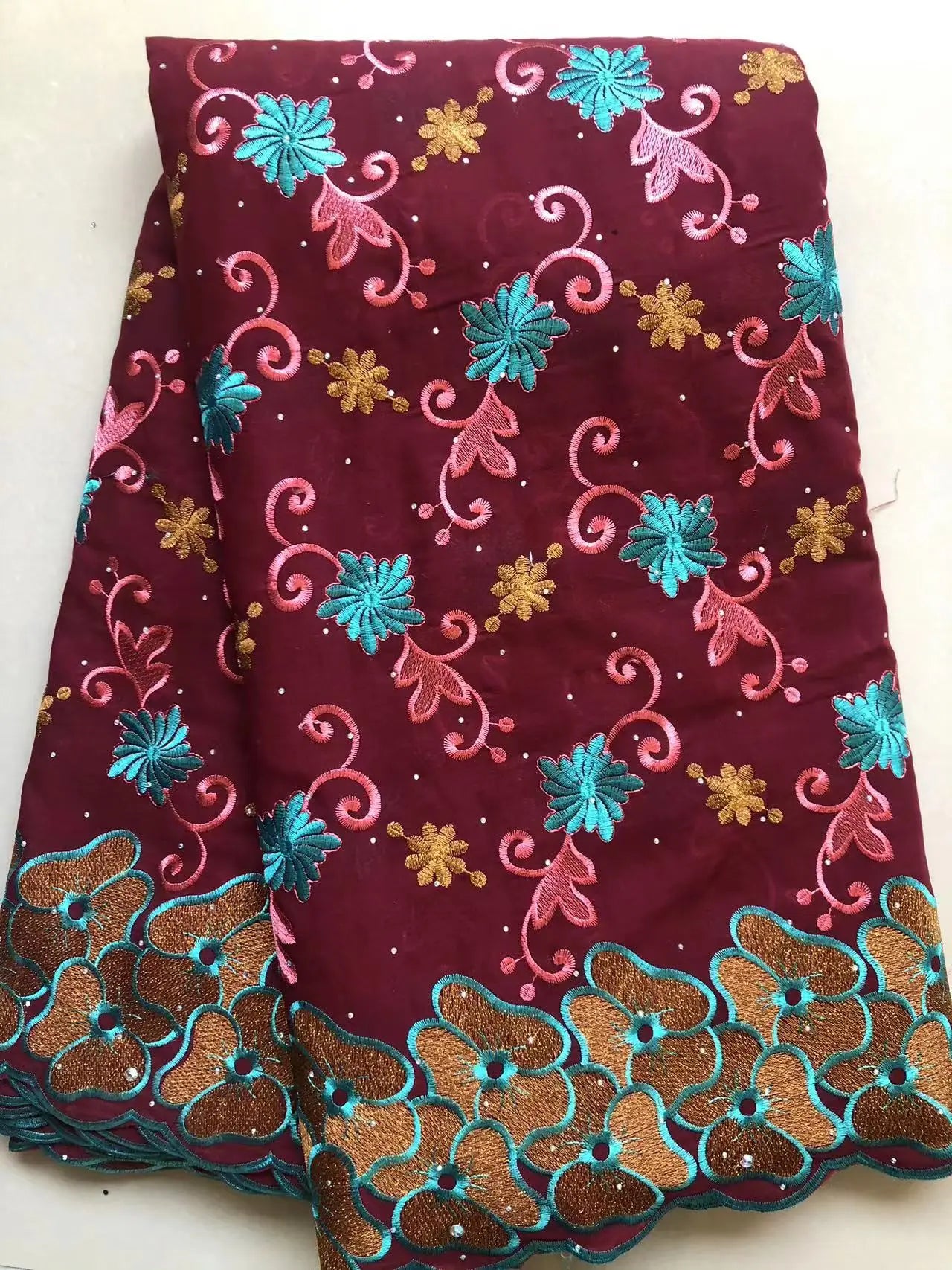 Wholesale Cotton African Lace Fabric 2023 High Quality Swiss Voile Lace Fabric Nigerian Dry Lace Fabrics With Stones Wedding Sew