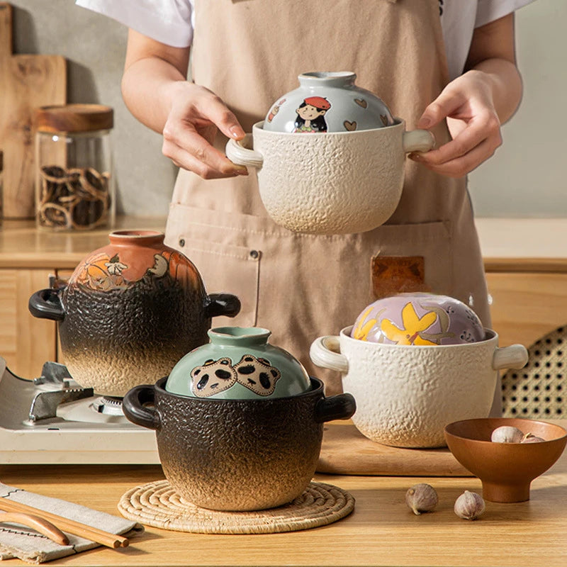 Casserole One Person Earthenware Japanese Style High Temperature Resistant Stew Pot Gas Rice Noodle Congee Tile Pot