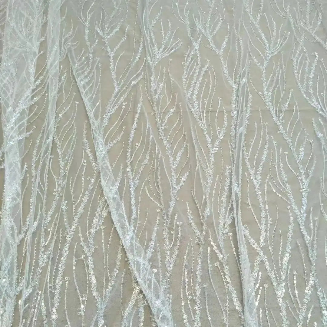 2024 Fashion dress Wedding dress children's clothing fabric lace with beads and sequins sell by yard