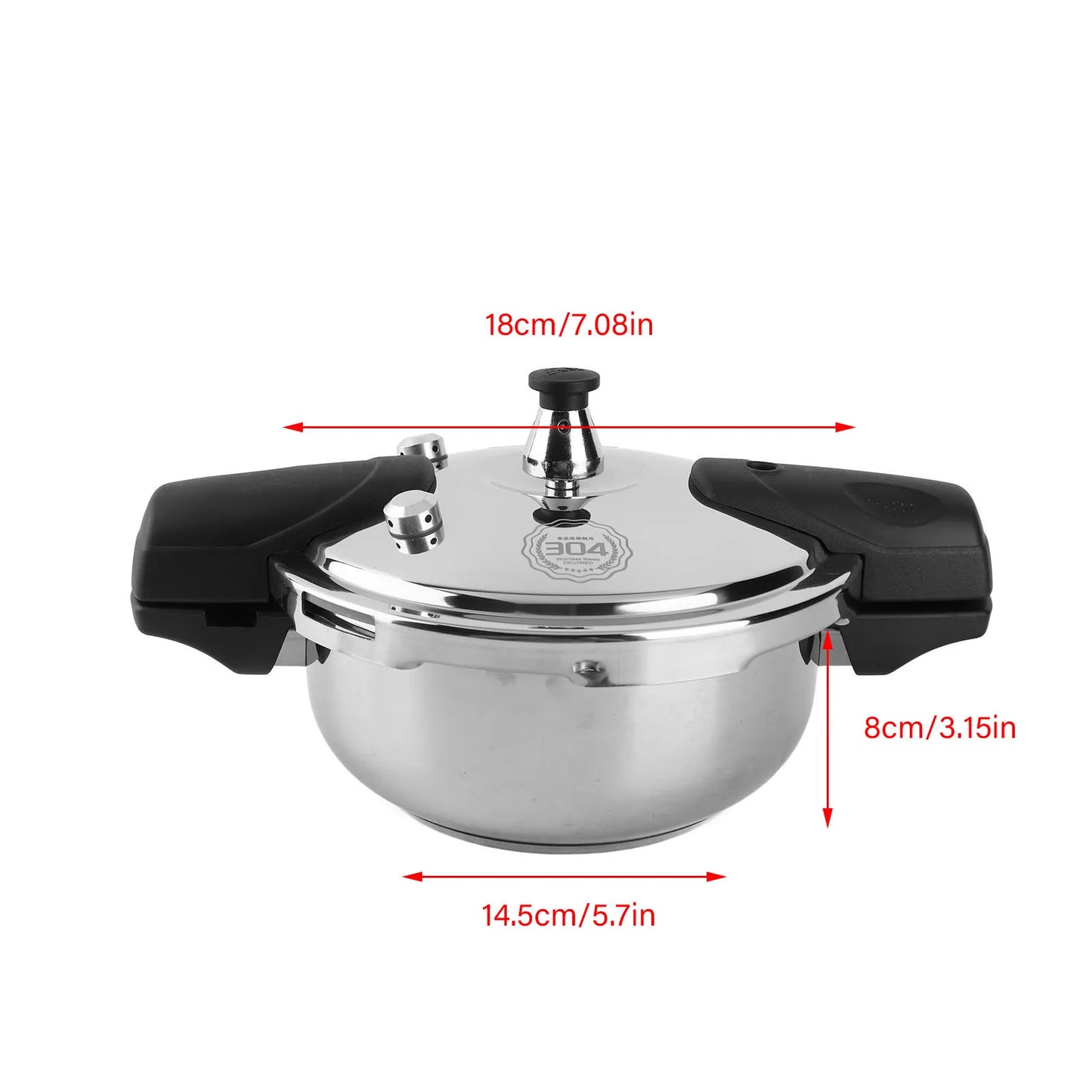 1.8L Pressure Cooker Stainless Steel Safe Explosion Proof 1.8LPressure Cooker Oyster Fish Head Pot for Gas Stove Indu