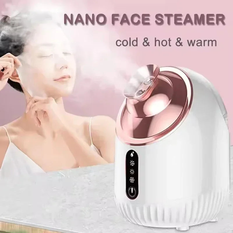Facial Steamer Cold and Warm Mist Humidifier for Face Sauna Deep Cleaning Vaporizer Sprayer Salon Home Spa Skin Care Whitening