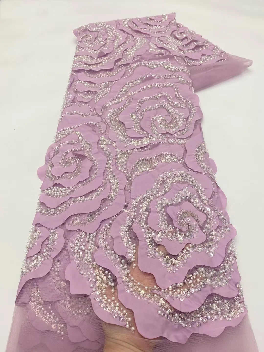 African Nigerian Groom Lace Fabric With Sequin,Hig-End Luxury Embeoidery,Heavy Fabric For Wedding Dress Party,Black