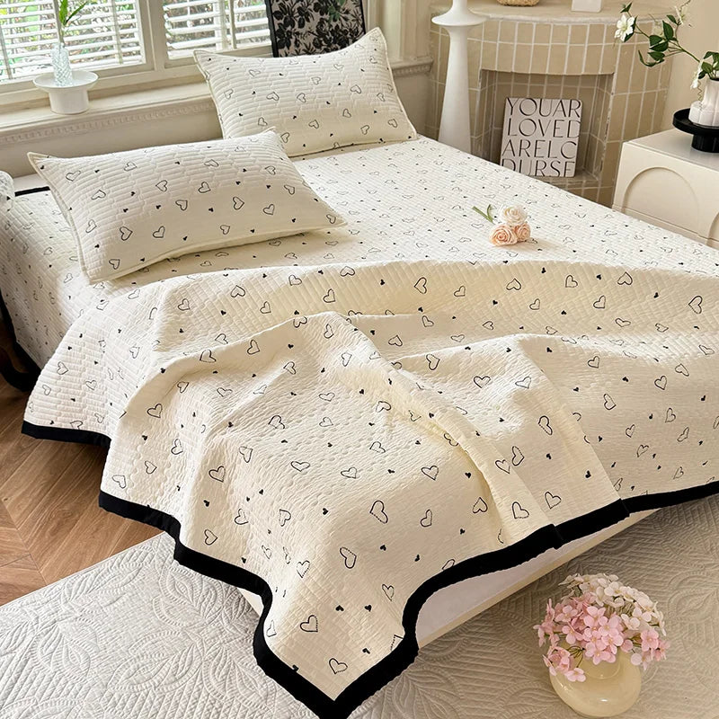 1pc Quilted Bedspread for Beds Thick Blanket for Bed Single/Queen/King Size Flower Printed Quilted Bed Cover Soft Bedspreads