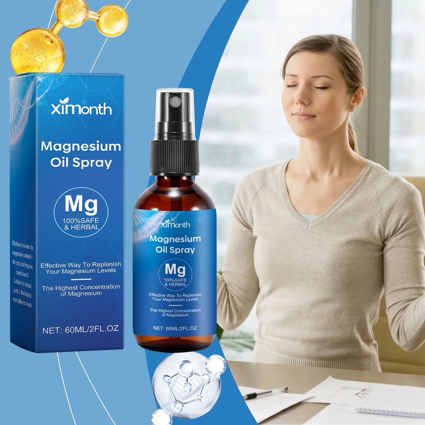 Essential Oil Magnesium Spray Relieves Muscle Body Pain