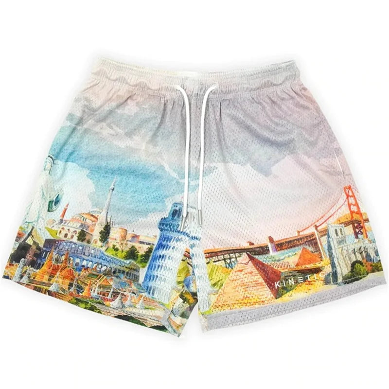 Hip Hop Fitness Polyester Shorts For Men