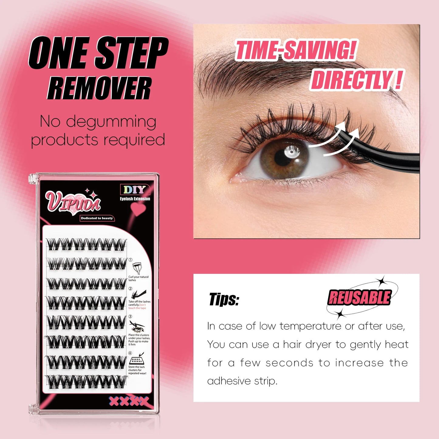 Adhesive Cluster Lashes Press on