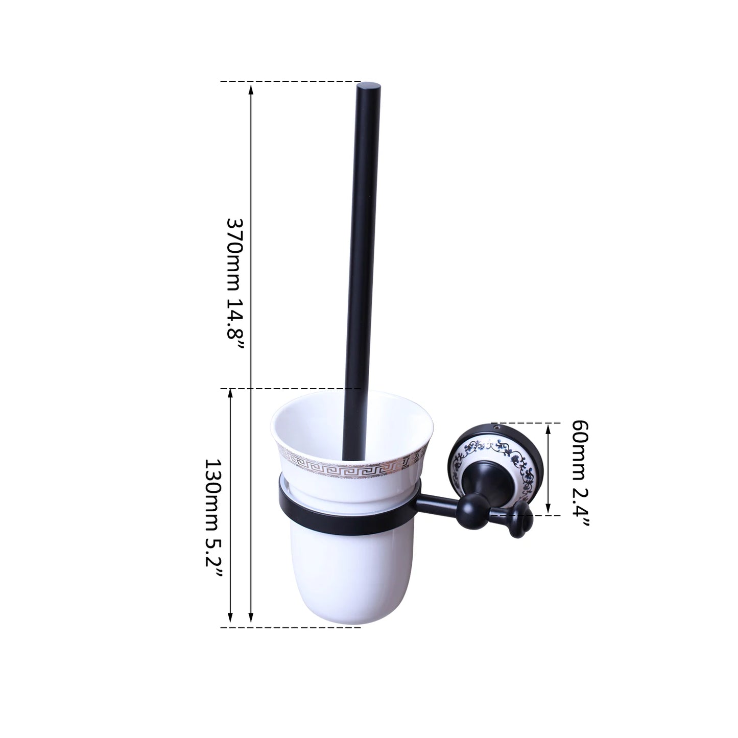 JIENI Wall Mounted Matte Black Washroom Bathroom Accessories Towel Ring Rack Paper Holder Toilet Brush Holder Frosted Glass Cup