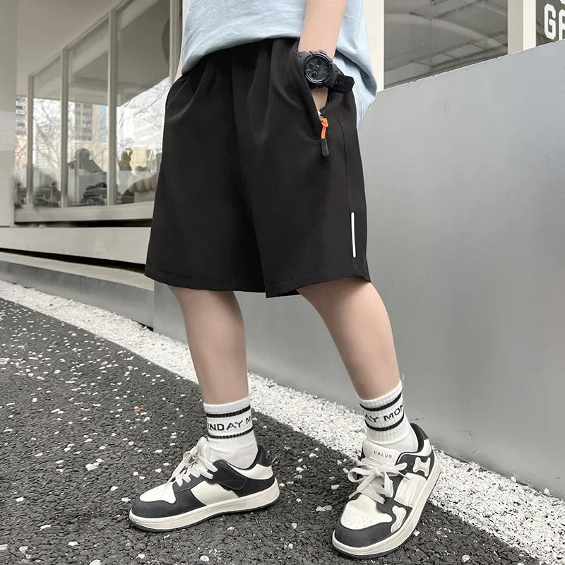 Summer Men Ice Silk Gym Sport Shorts