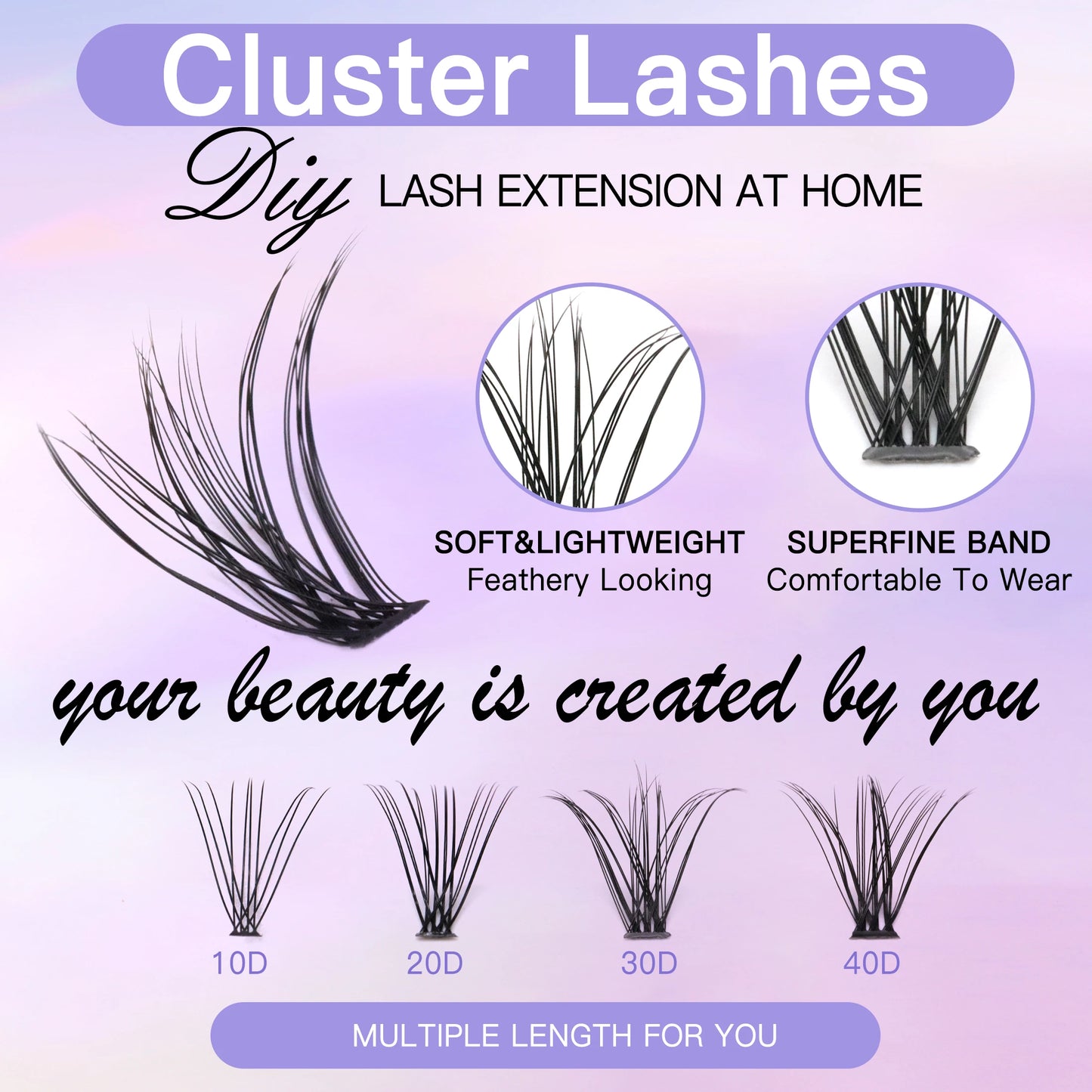 560 Clusters of Segmented False Eyelashes