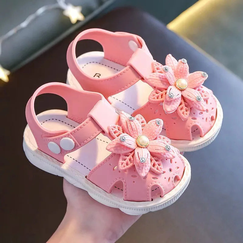Solid Bow Children's Non Slip Sandals