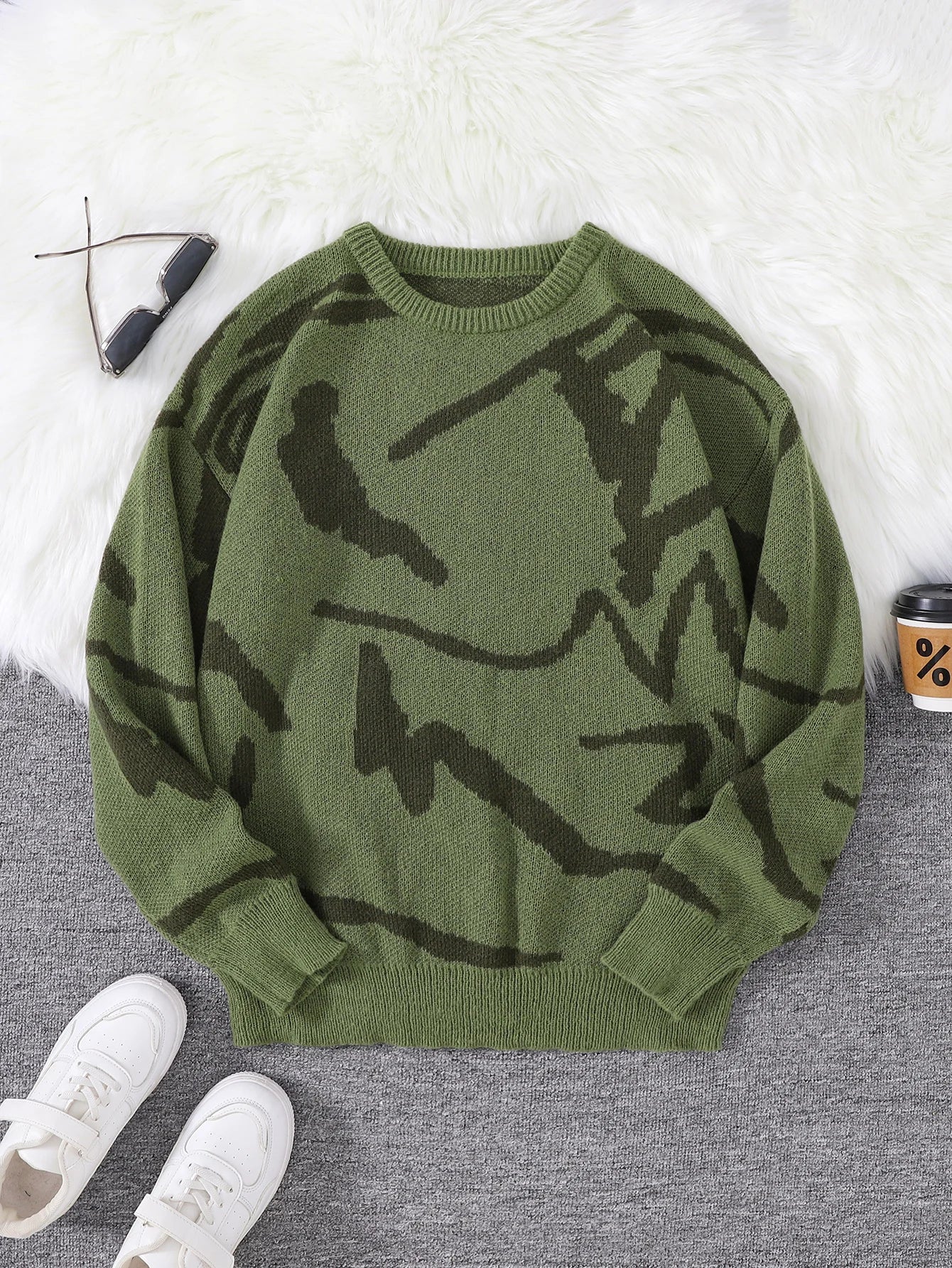 New Popular Graffiti Jacquard Pattern Sweater