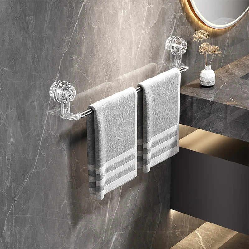 Suction cup Wall Towel Rack no drilling single rod retractable towel rack self-adhesive storage rack kitchen bathroom accessorie