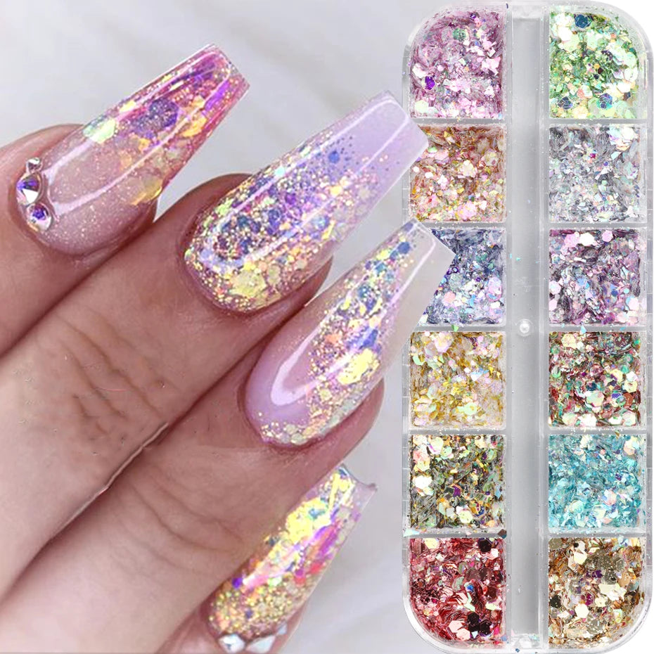 Iridescent Mixed Hexagon Nail Glitter