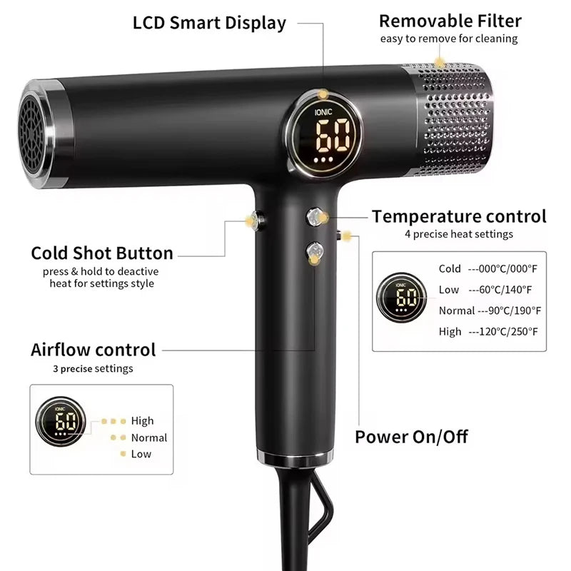 Professional 1800W High Power Speed Negative Ionic Hair Blower Dryer Electric Salon Hot And Cold Air Hair Dryer With Diffuser